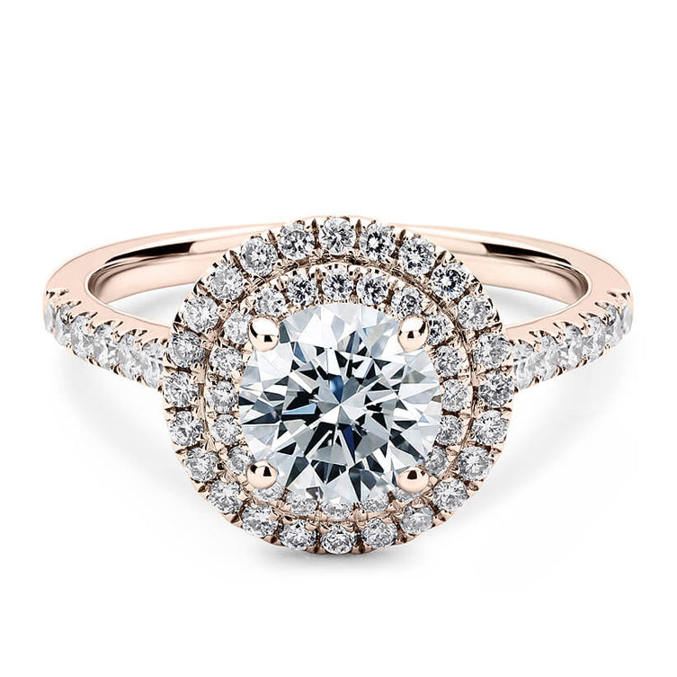 18CT White/Rose/Yellow Gold Double Halo Semi Mount