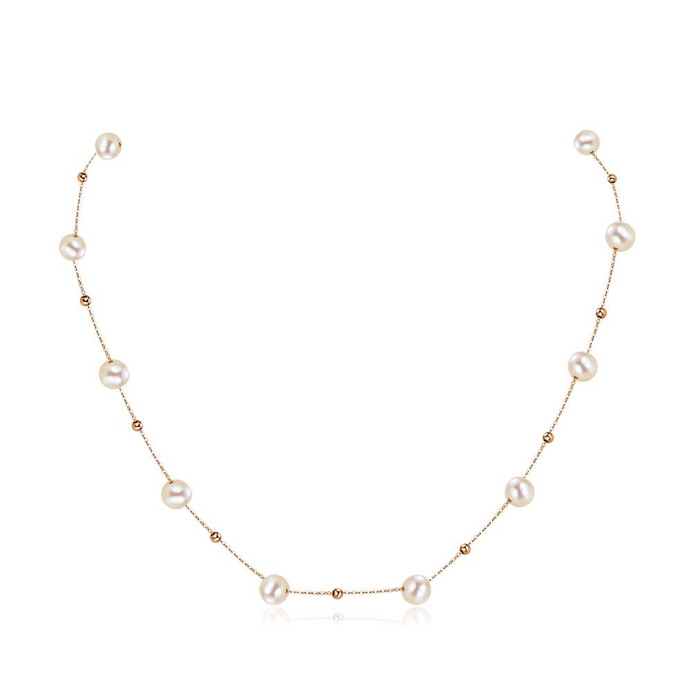 18K/ 750 Rose Gold Pearls Necklace MKN7070