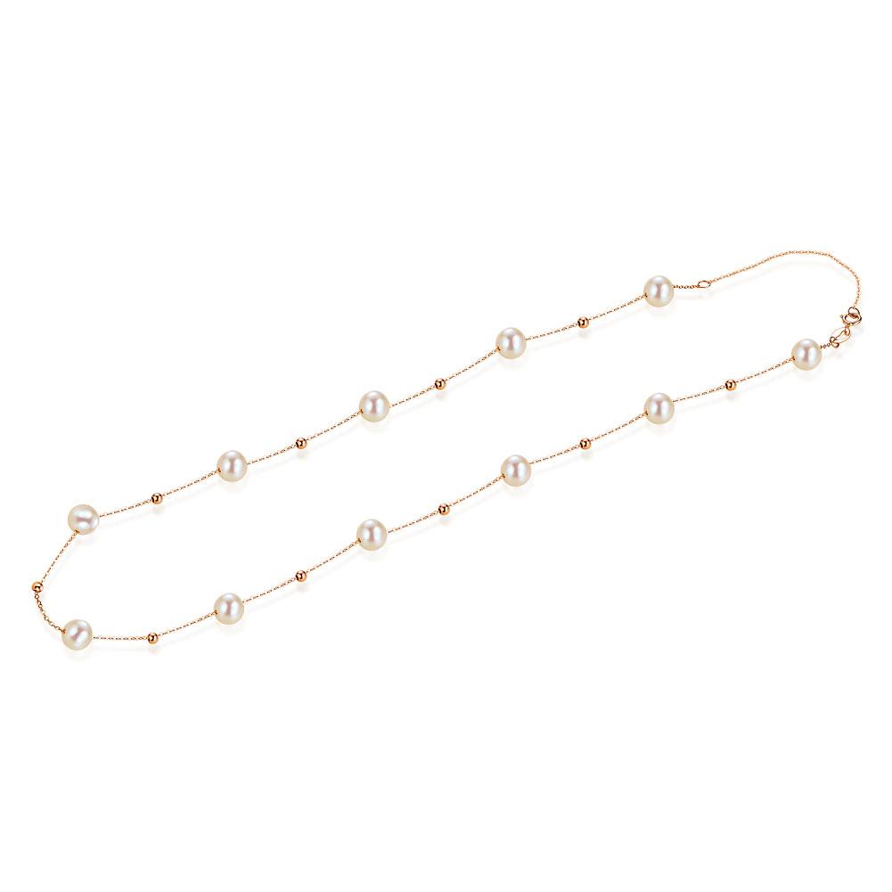 18K/ 750 Rose Gold Pearls Necklace MKN7070