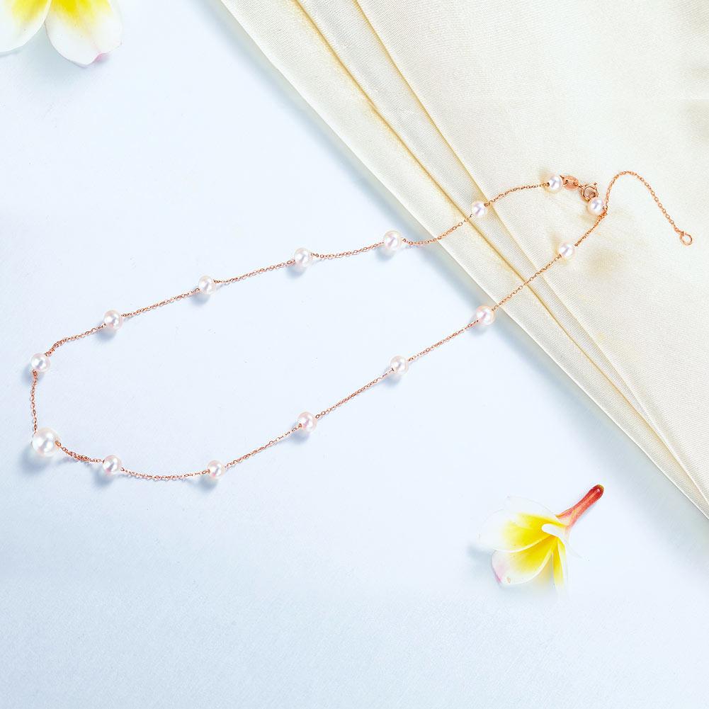 18K/ 750 Rose Gold Pearls Necklace MKN7070