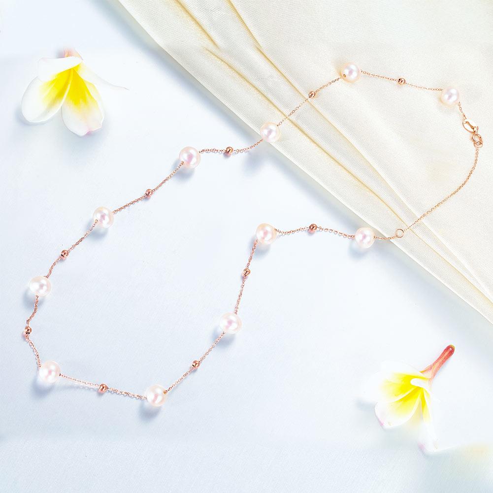 18K/ 750 Rose Gold Pearls Necklace MKN7073