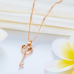 Solid 18K/750 Rose Gold Key "Love" Necklace