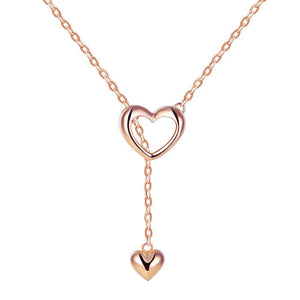 Solid 18K/750 Rose Gold Hearts Necklace