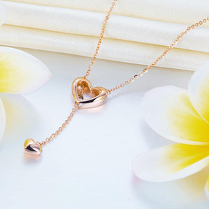 Solid 18K/750 Rose Gold Hearts Necklace