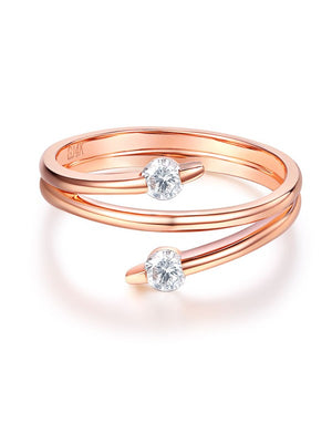 14K Rose Gold Wedding Band Stylish Ring 0.2 Ct Diamond