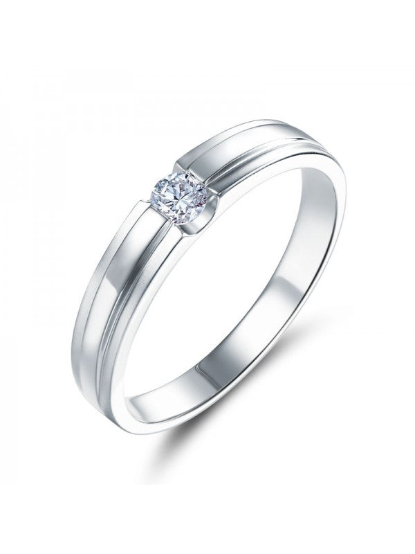 14K White Gold Wedding Band Women Ring Natural Diamond