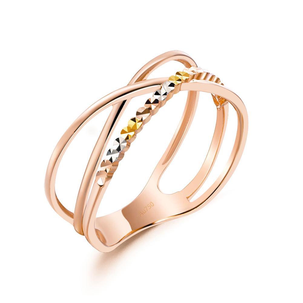 Solid 18K/750 Rose Gold 3 Tones Ring