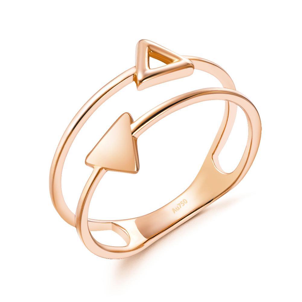 Solid 18K/750 Rose Gold Triangle Pattern Ring