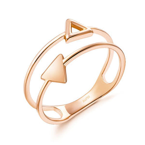 Solid 18K/750 Rose Gold Triangle Pattern Ring