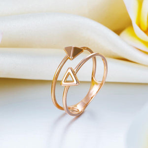 Solid 18K/750 Rose Gold Triangle Pattern Ring