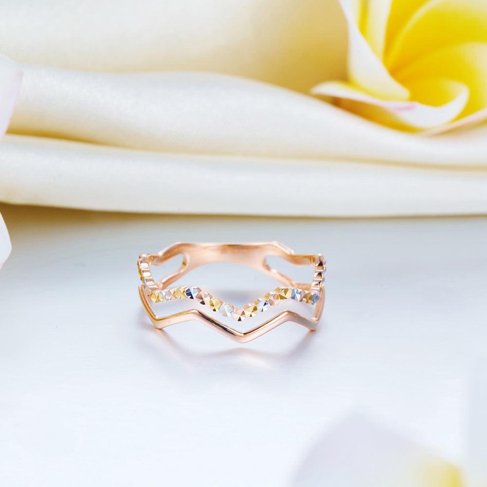 Solid 18K/750 Rose Gold Wave Band Ring