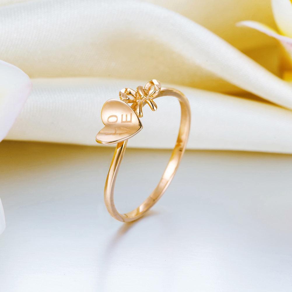 Solid 18K/750 Rose Gold "Love" Ribbon Ring