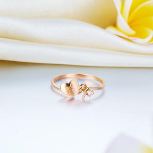 Solid 18K/750 Rose Gold "Love" Ribbon Ring