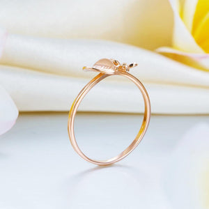 Solid 18K/750 Rose Gold "Love" Ribbon Ring