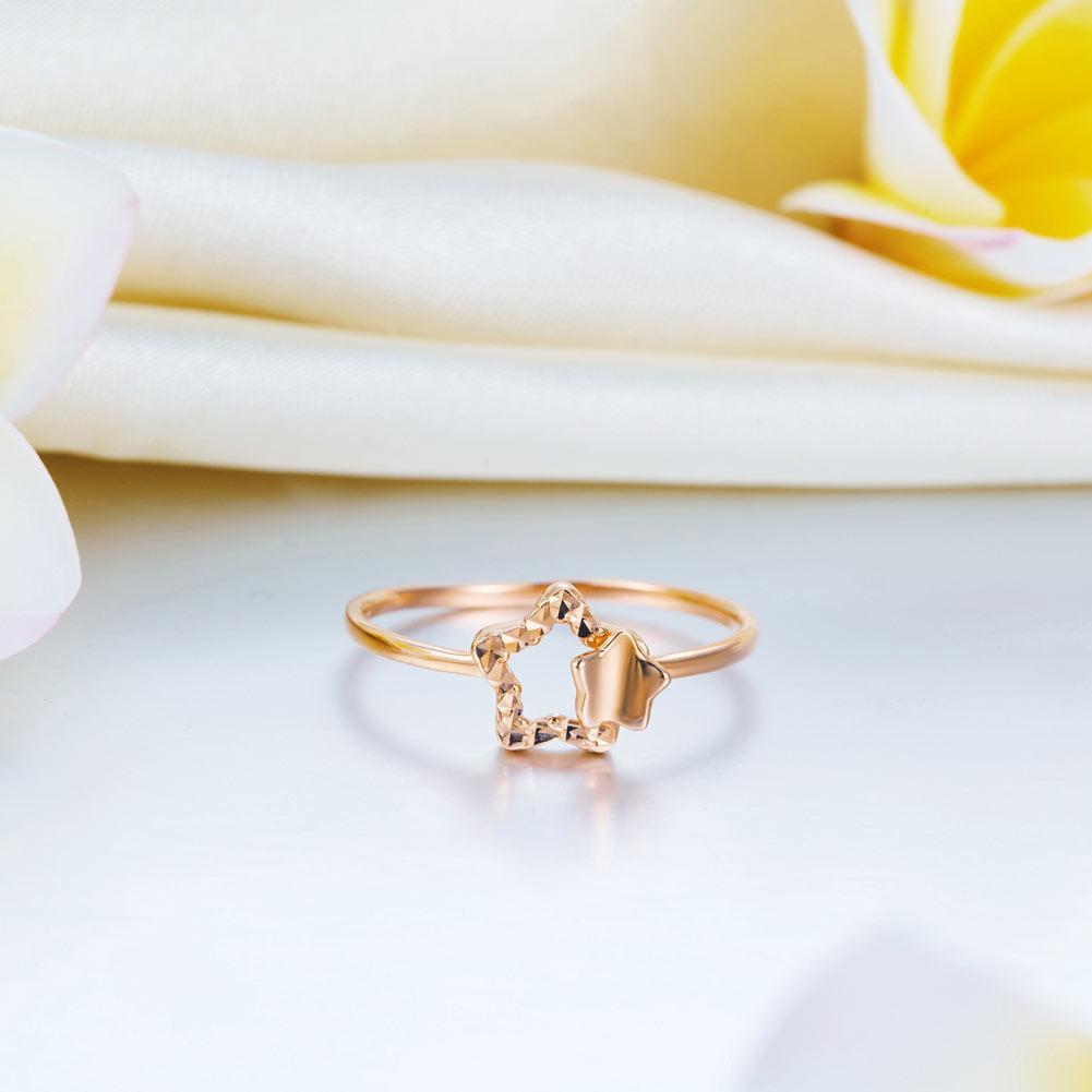 Solid 18K/750 Rose Gold Stars Ring