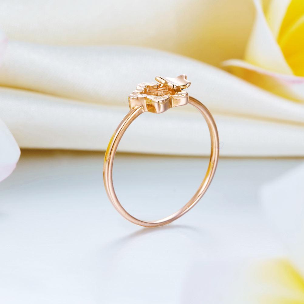 Solid 18K/750 Rose Gold Stars Ring
