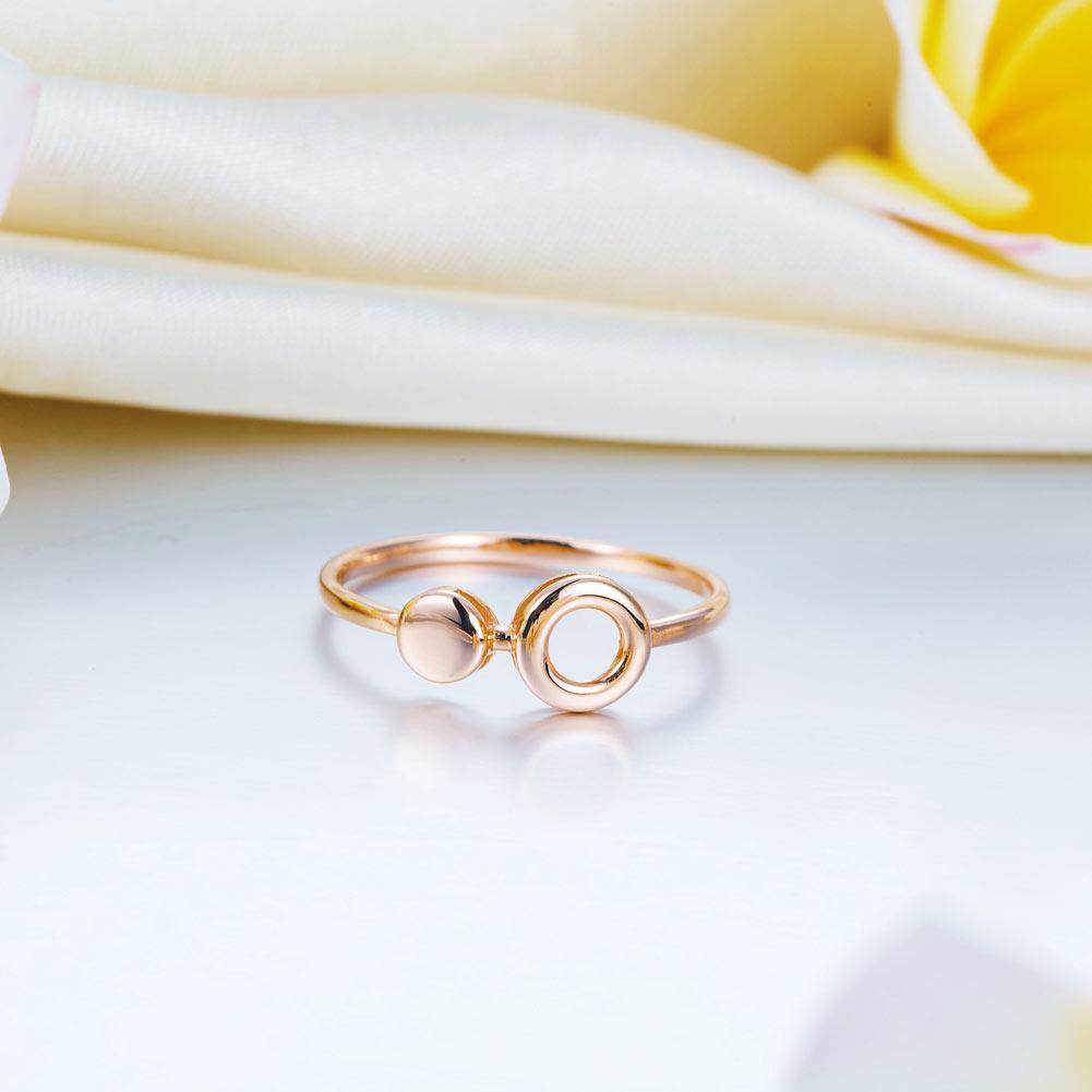 Solid 18K/750 Rose Gold Circle Ring