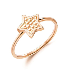 Solid 18K/750 Rose Gold Star Ring