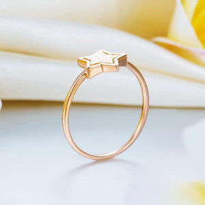 Solid 18K/750 Rose Gold Star Ring