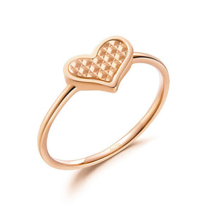 Solid 18K/750 Rose Gold Heart Ring