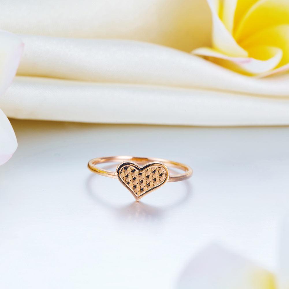 Solid 18K/750 Rose Gold Heart Ring