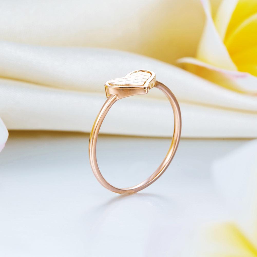 Solid 18K/750 Rose Gold Heart Ring
