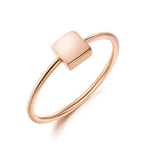 Solid 18K/750 Rose Gold Square Ring