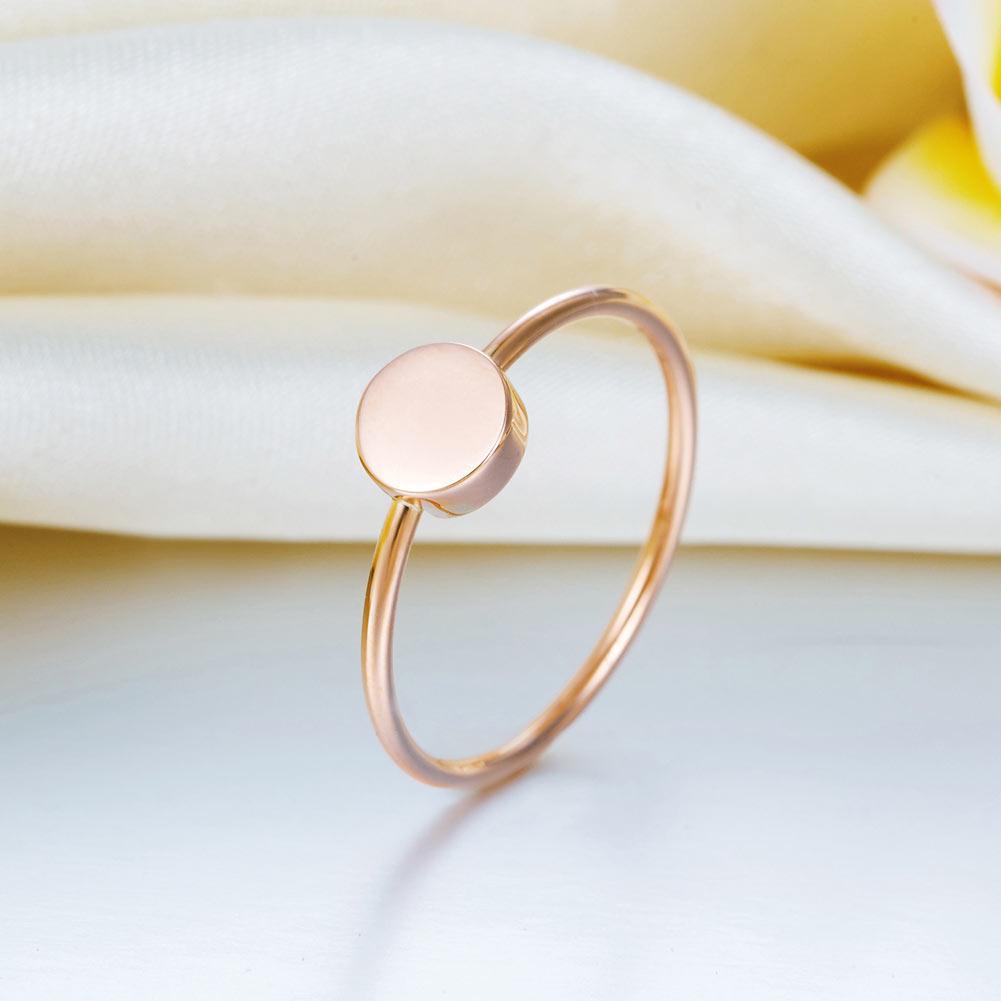 Solid 18K/750 Rose Gold Round Pattern Ring