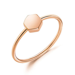 Solid 18K/750 Rose Gold Hexagon Ring