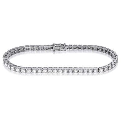 18K Whtie Gold Square Link Diamond Tennis Bracelet 0.51-3.05cts