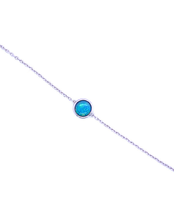 Sterling Silver White Solid Opal CHAIN BRACELET