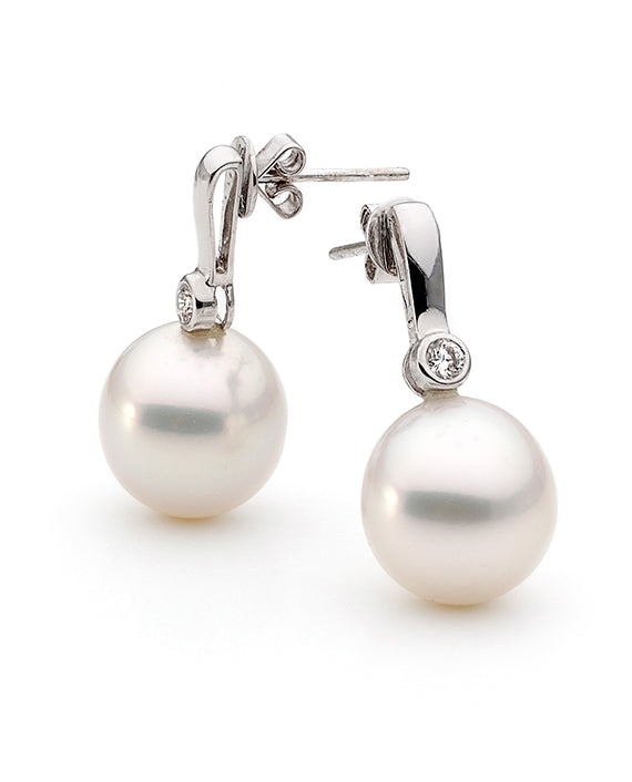 18ct 10mm Broome South Sea Diamond Earrings