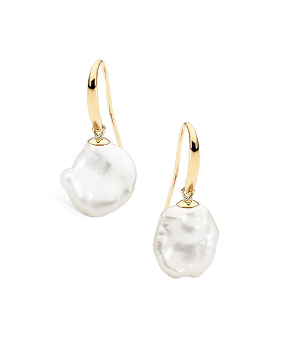 9ct YG Keshi Freshwater Pearl Hook Earrings