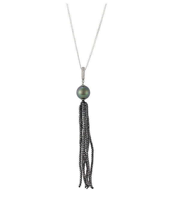 Sterling Silver Tahitian Enhancer with Hematite Tassel