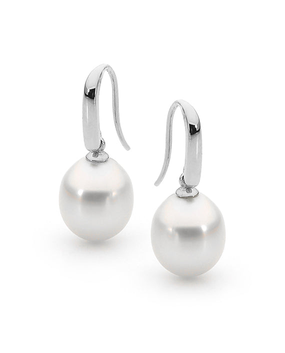 9ct South Sea Drop 10mm Hook Earrings