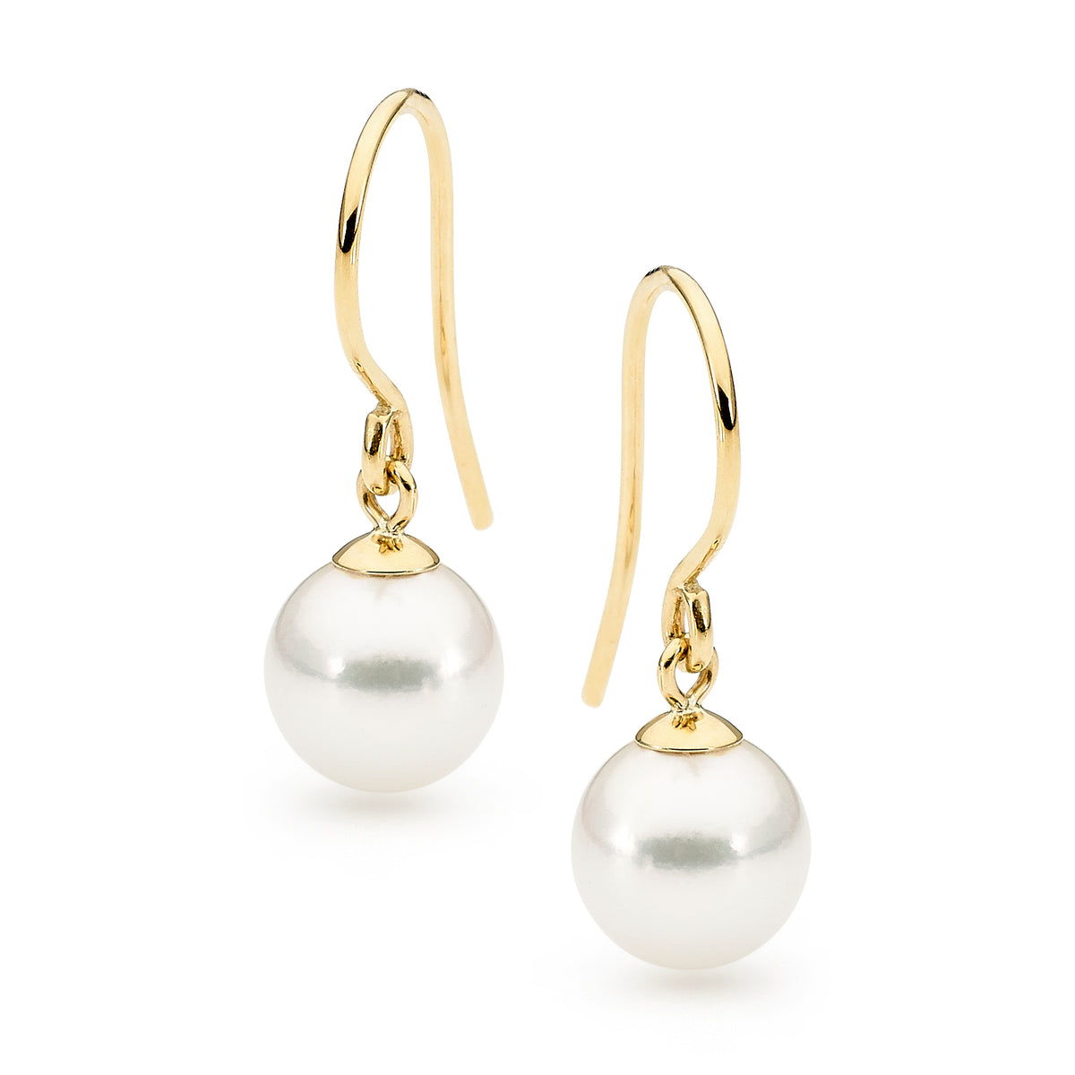 9ct Akoya Shepherd Hook Earrings