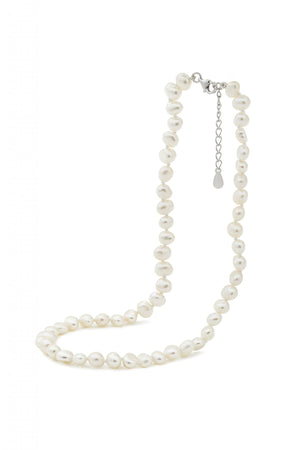 Sterling Silver Clasp with Keshi Freshwater Pearl Necklace 35cm