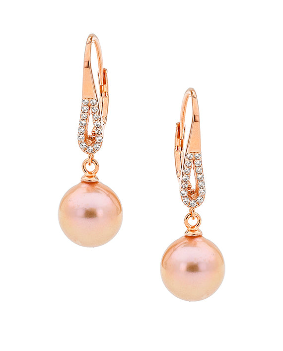 18ct Rg Plated Pink Edison CZ Hoop Clip Earrings