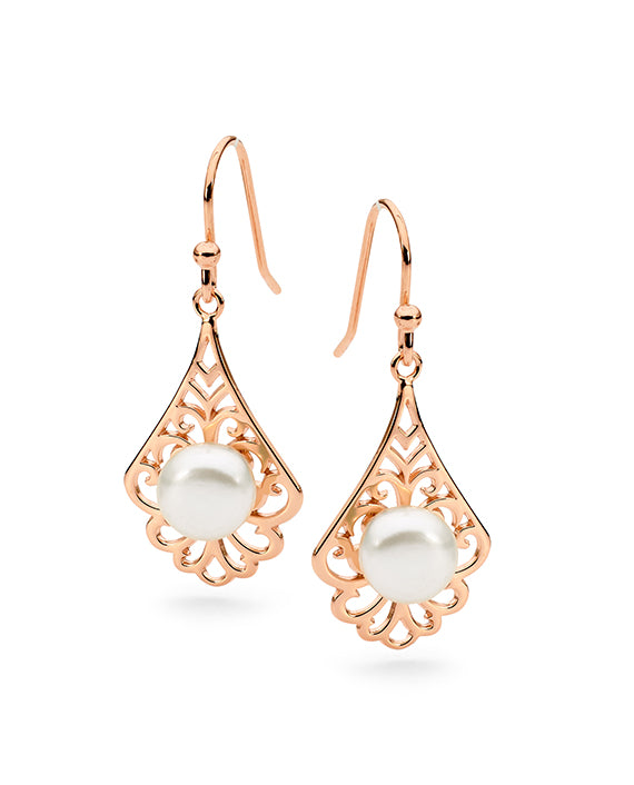 Freshwater Pearl 14k Rose Gold-Plated Hook Earrings
