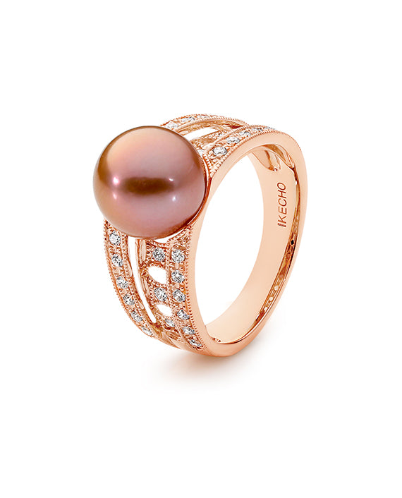 Freshwater Pearl Edison Pink Diamond Ring
