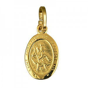 9CT Gold St Christopher Oval Shape Pendant