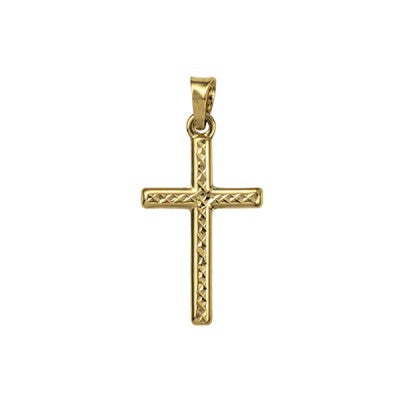 9K Gold Hollow Faceted Cross Pendant JCH138