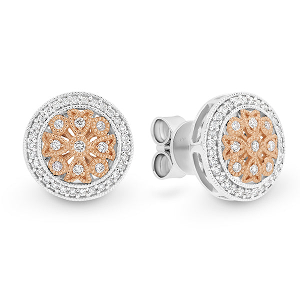 18K White/Yellow/Rose Gold Pave Set Diamond Cluster