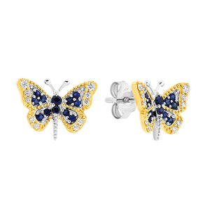 18K White/Yellow Gold Diamond Butterfly Studs