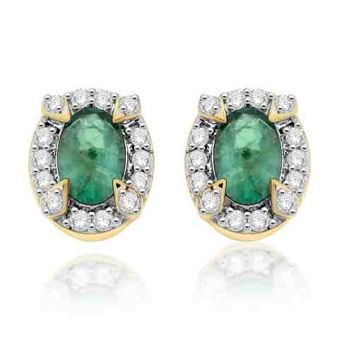 18K W/Y/R Gold Semi Precious Pave Set Earrings