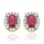 18K W/Y/R Gold Semi Precious Pave Set Earrings