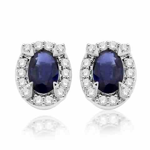 18K W/Y/R Gold Semi Precious Pave Set Earrings