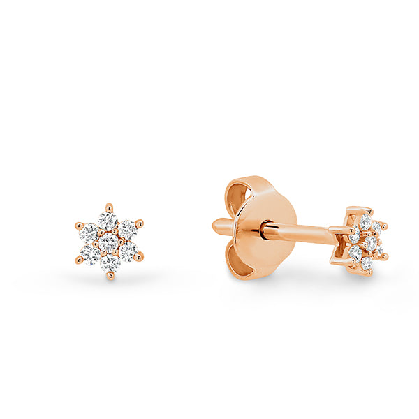 18K White/Yellow/Rose Gold Claw Set Diamond Flower Studs