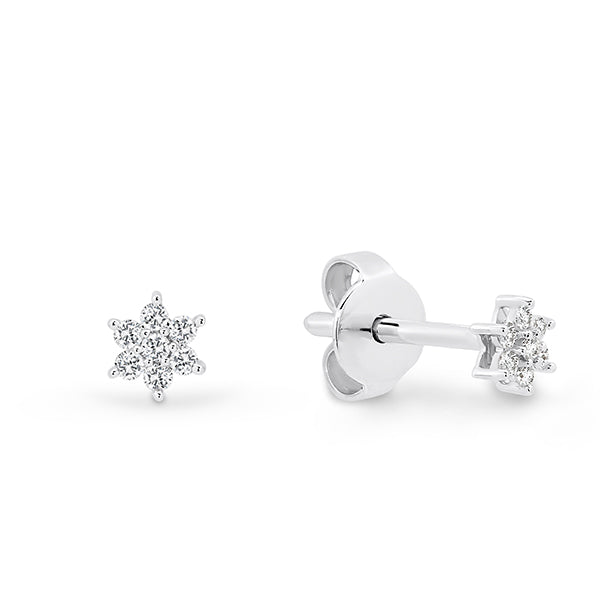 18K White/Yellow/Rose Gold Claw Set Diamond Flower Studs