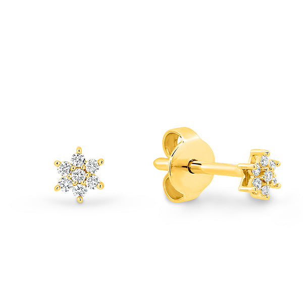 18K White/Yellow/Rose Gold Claw Set Diamond Flower Studs